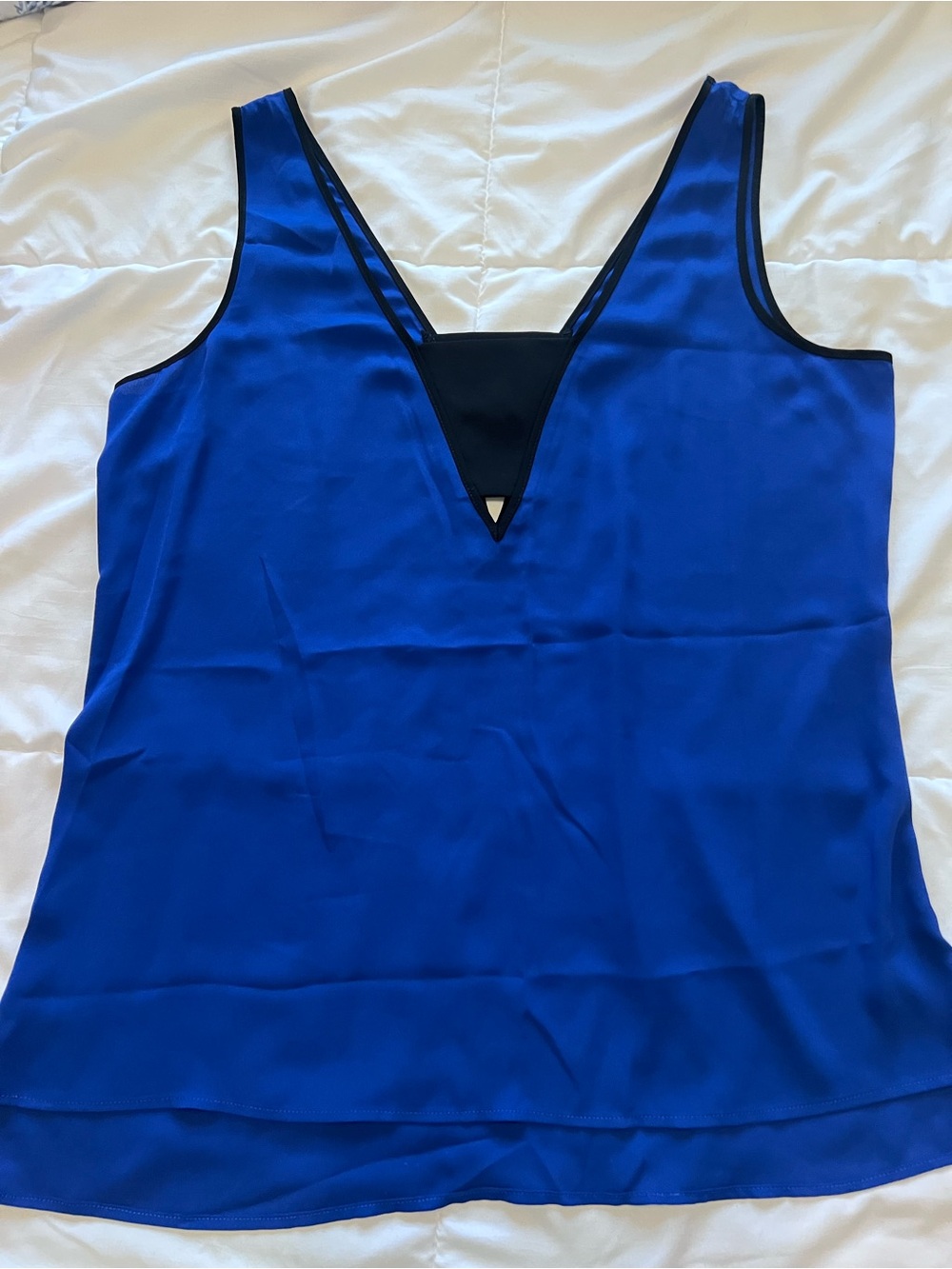 Express Cobalt Blue V-Neck Camisole with Black Inset